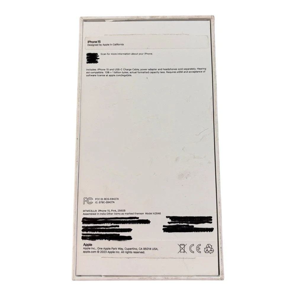 Apple iPhone 15 Box Only Pink 256GB Empty OEM Packaging W/ Inserts Tray No Phone